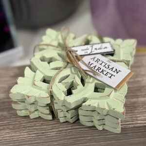 New Wood Distressed Sage Green Coasters India